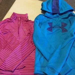 Under Armour/Nike 6-6x, set of 2 tops. Great cond!